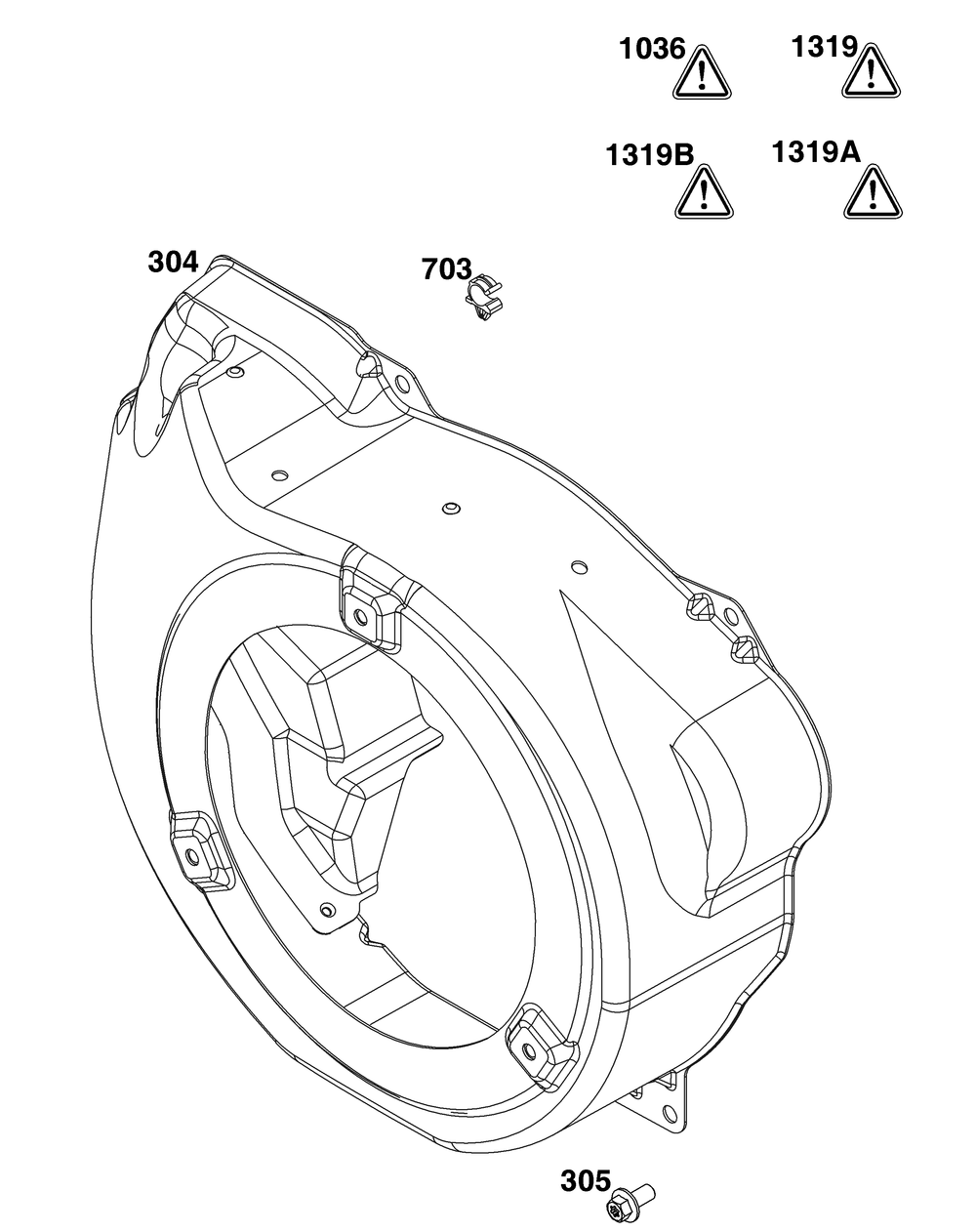 Blower Housing Group Diagram and Parts List for 25V332-0006-F1 200000 - 399999 Briggs and Stratton Engine